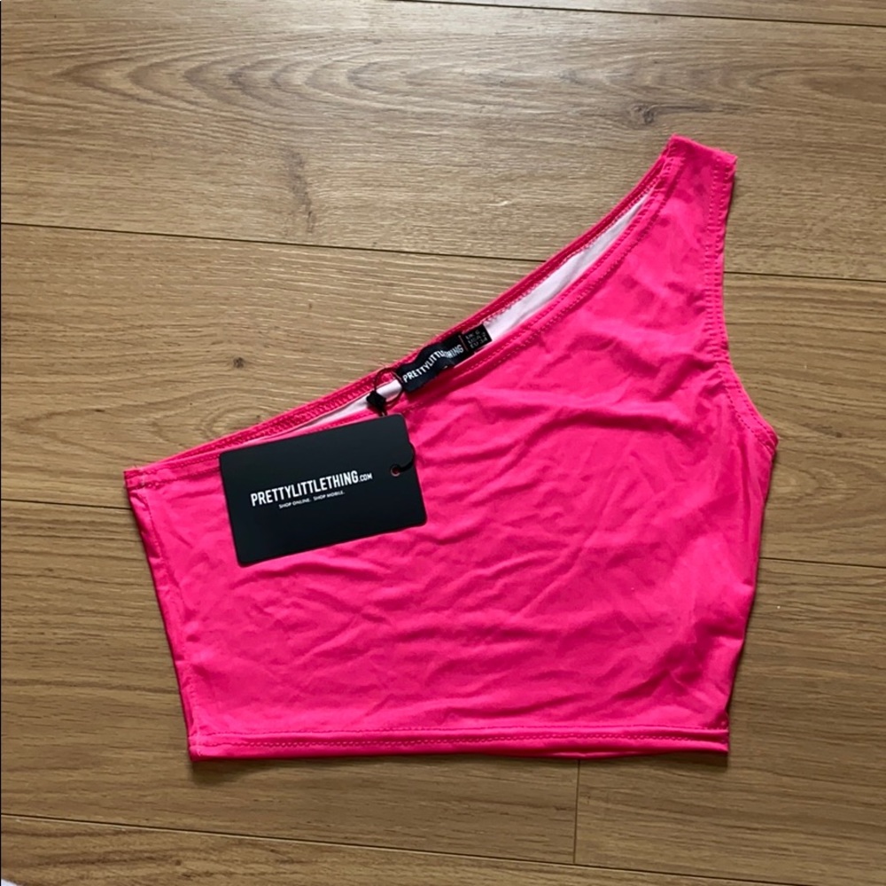 Pretty Little Thing Pink One Shoulder Crop Top